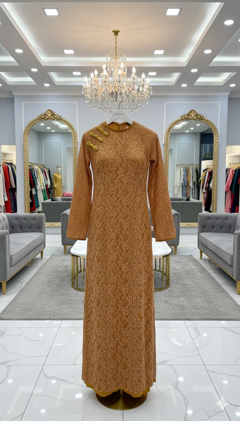 H324 Áo + quần - Áo dài cách tân dáng suông nhung 4 tà