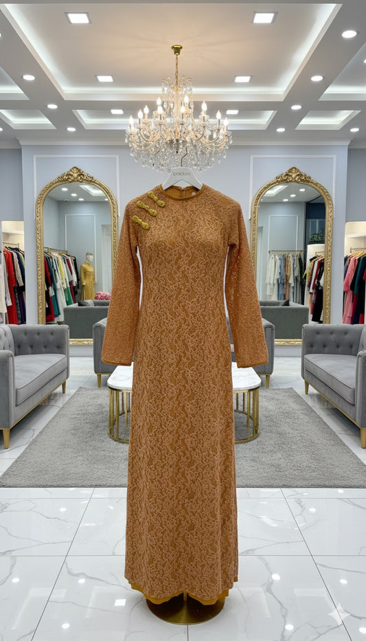 H324 Áo + quần - Áo dài cách tân dáng suông nhung 4 tà