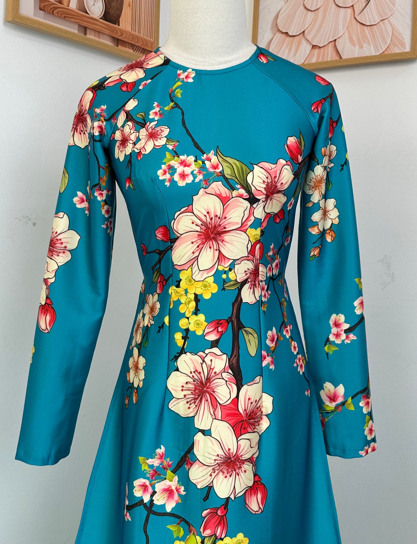 K58 5155 Áo only no pants - Áo dài dáng truyền thống chiết li eo lụa ánh sao