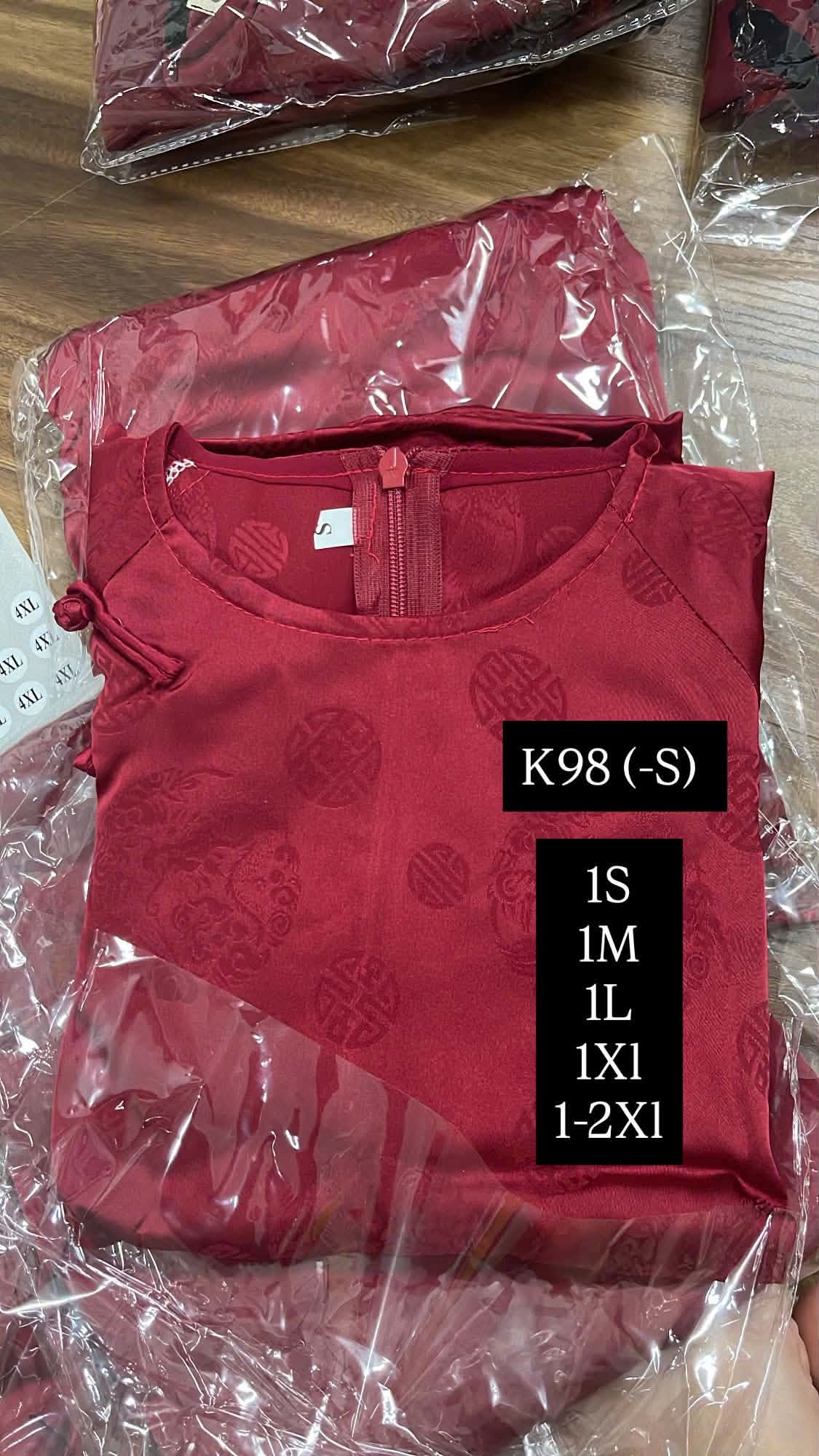 K98 Áo only no pants - Áo dài dáng suông lụa gấm màu đỏ