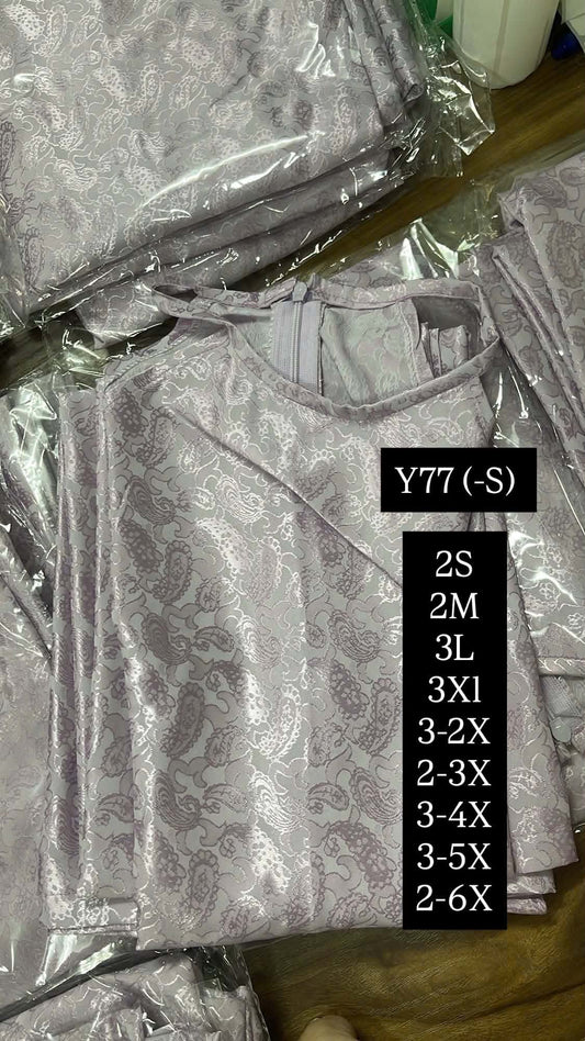 Y77 Yếm only no pants - Áo dài dáng suông cổ yếm lụa gấm lông công màu tím pastel