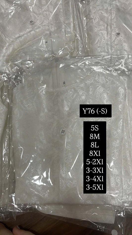 Y76 Yếm only no pants - Áo dài cổ yếm màu trắng lụa gấm lông công