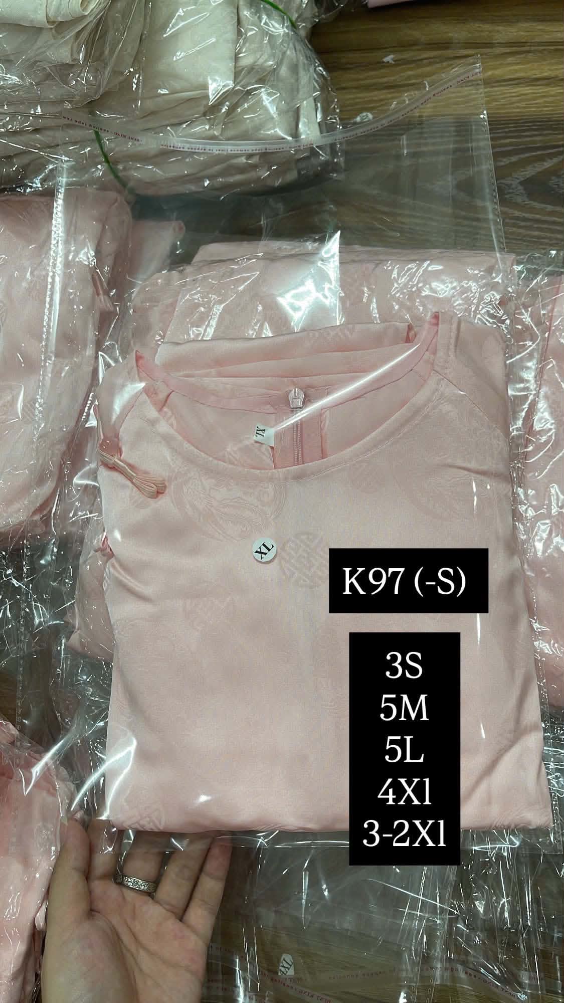 K97 Áo only no pants - Áo dài dáng suông lụa gấm màu hồng
