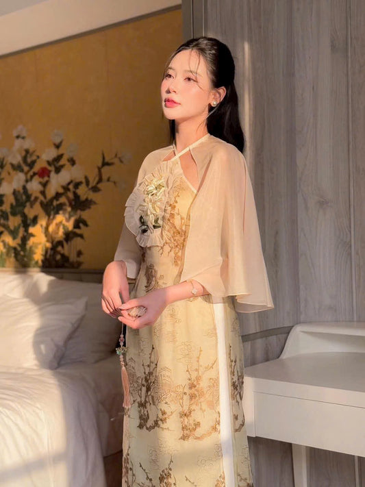 T437 only áo - Áo dài cách tân tay cách điệu