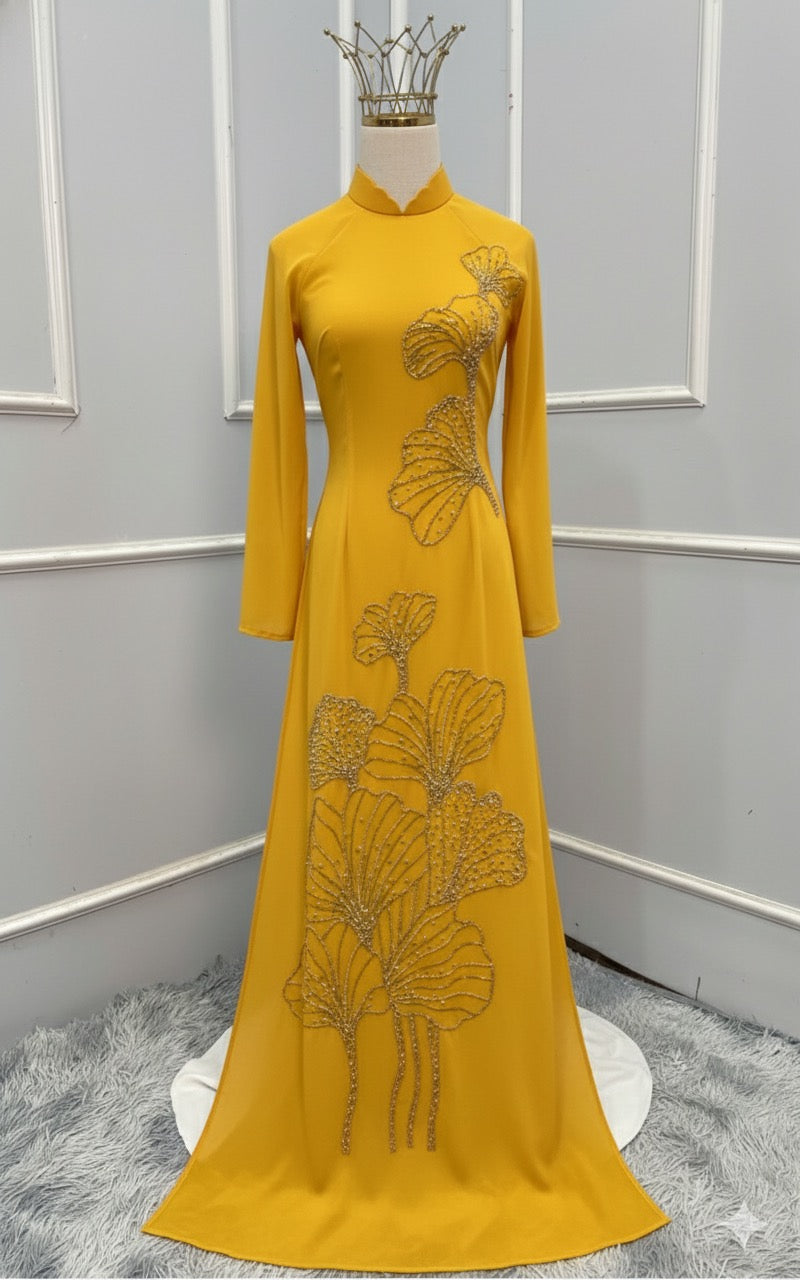 S321 2005 Áo only - Áo dài thiết kết đính đá màu vàng