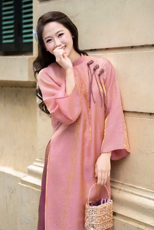 M260 2114 Áo + quần - Áo dài dáng suông 4 tà lụa tằm tencel kèm quần cùng chất