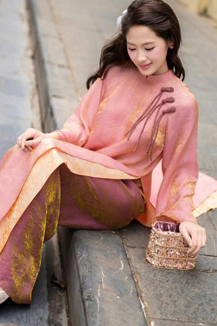 M260 2114 Áo + quần - Áo dài dáng suông 4 tà lụa tằm tencel kèm quần cùng chất