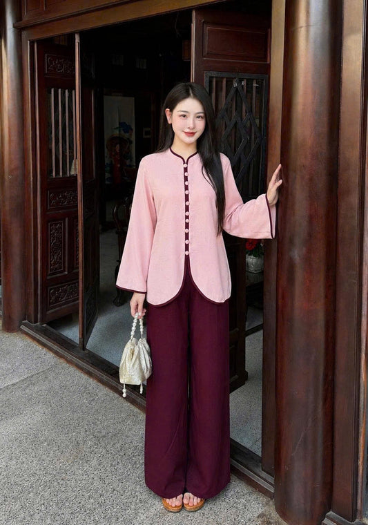 BB317 - 5859 Set bà ba đũi mềm màu hồng nhạt