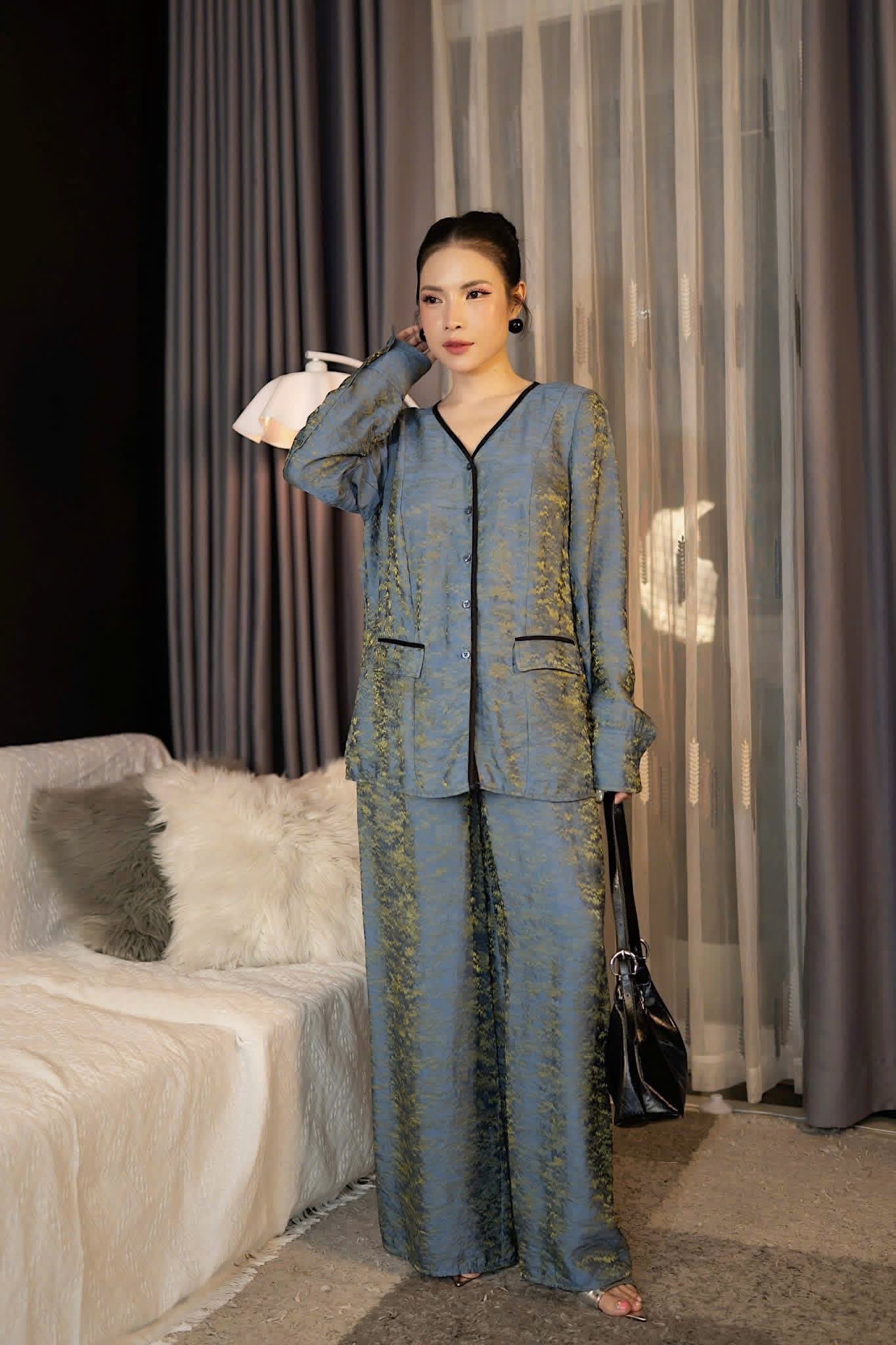 BB280 - Set bà ba lụa tằm ánh kim tencel