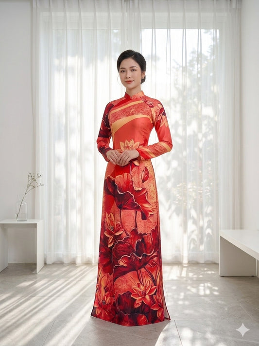 H662 Áo only no pants - Áo dài dáng truyền thống chiết li eo lụa ánh sao thiết kế