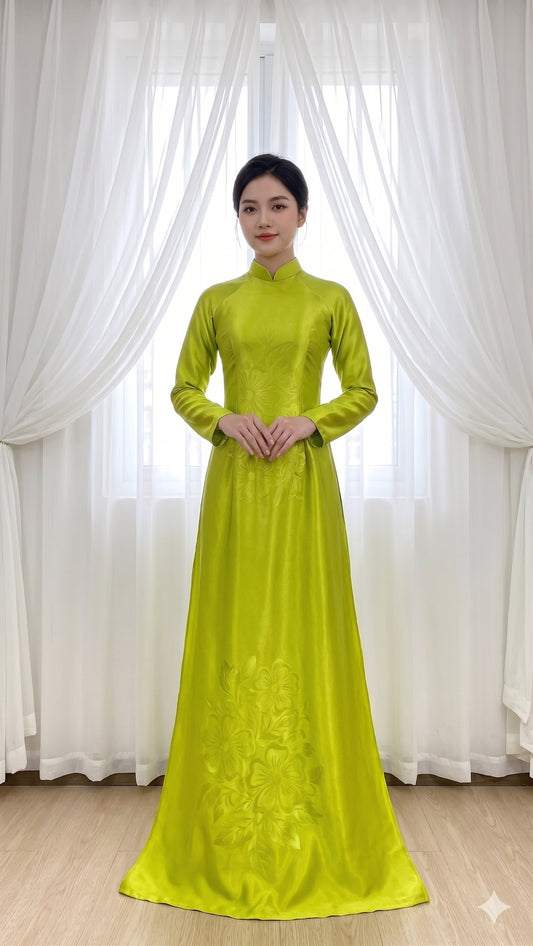 H823 4342 Áo only no pants - Áo dài truyền thống chiết li eo lụa mã não 4D