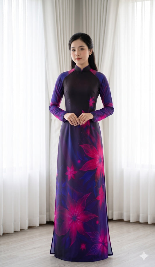 H817 4325 Áo only no pants - Áo dài truyền thống chiết li eo lụa ánh sao 2 da thiết kế