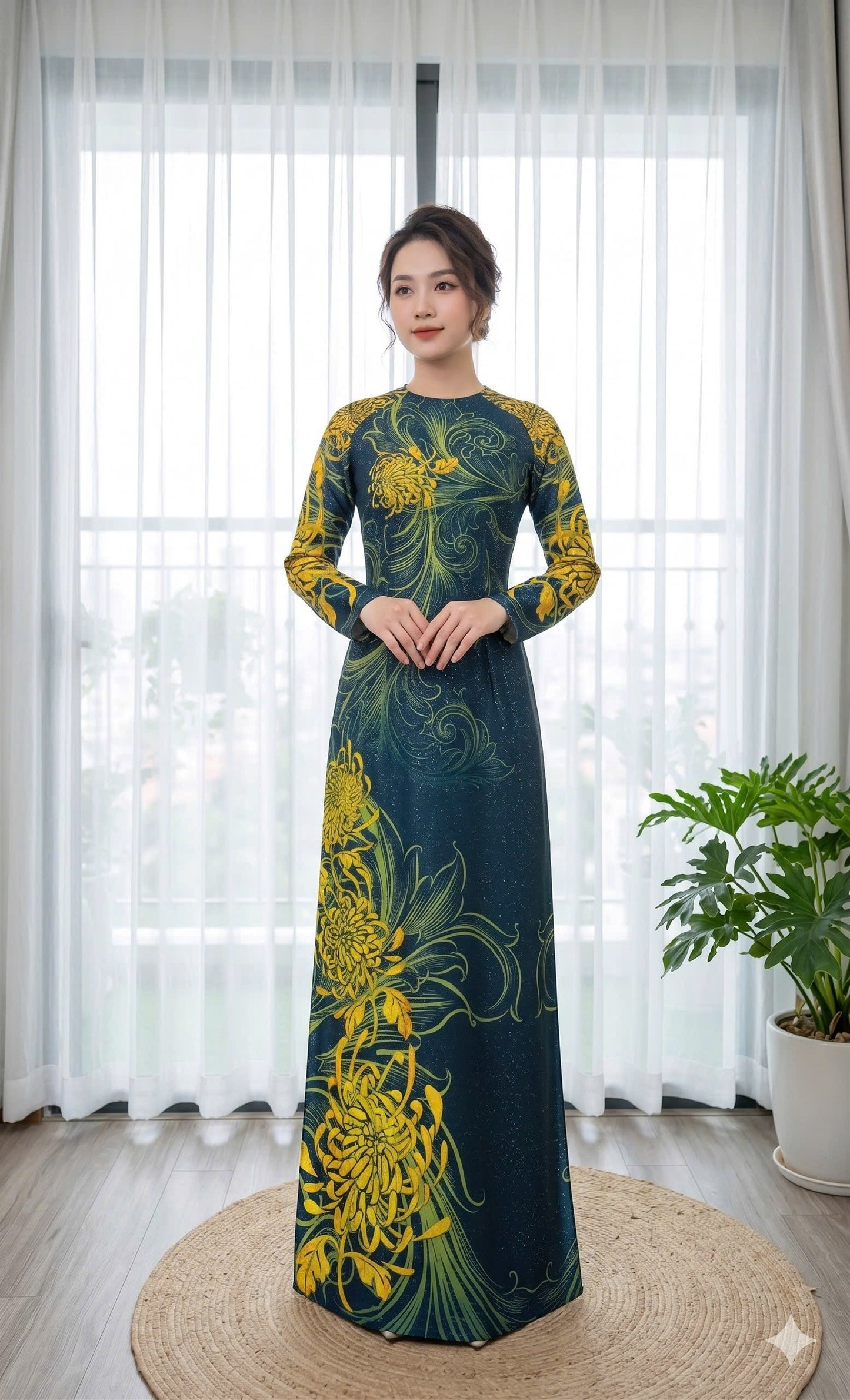 H812 4320 Áo only no pants - Áo dài truyền thống chiết li eo lụa kim sa