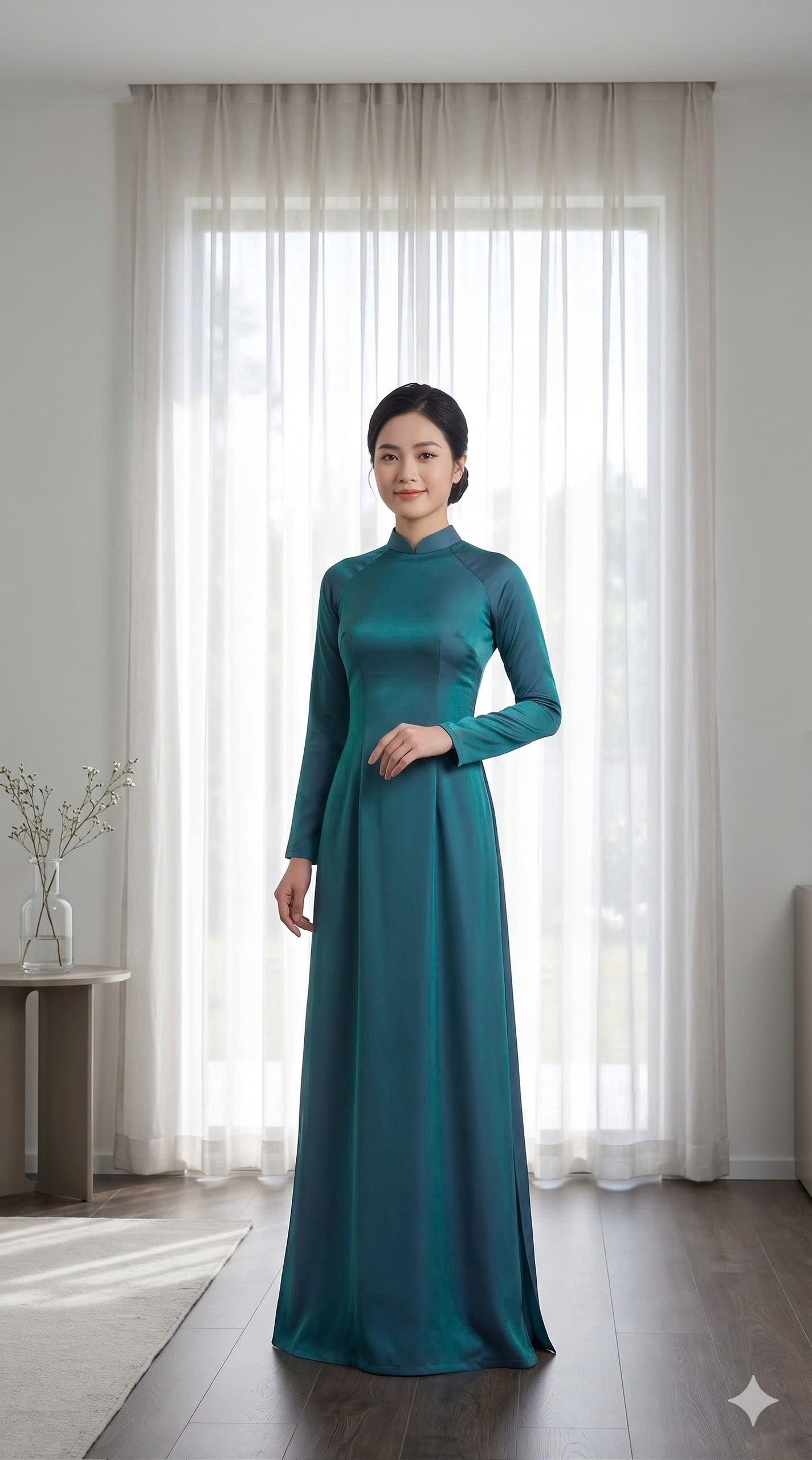 H822 4344 Áo only no pants - Áo dài truyền thống chiết li eo lụa double silk