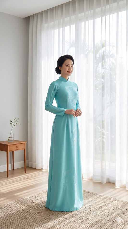 H831 4340 Áo only no pants - Áo dài truyền thống chiết li eo lụa mã não 4D