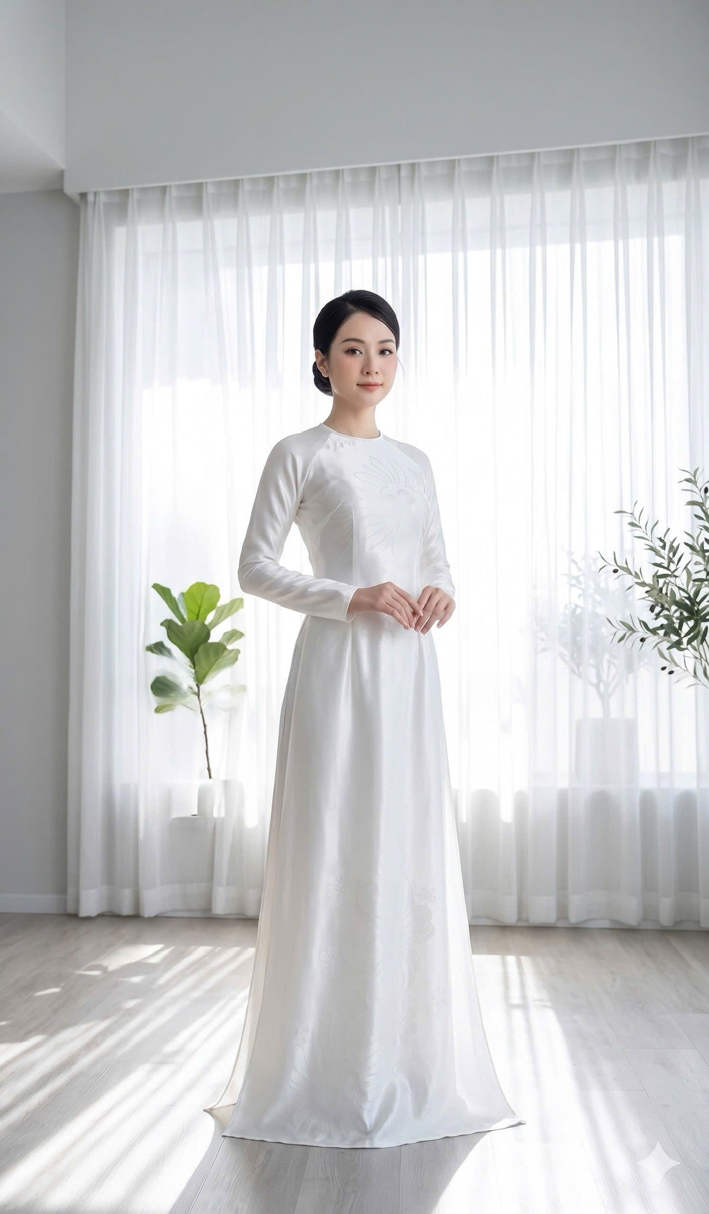 H830 4339 Áo only no pants - Áo dài truyền thống chiết li eo lụa mã não 4D