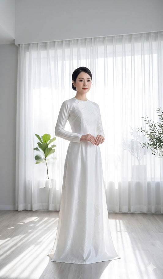 H830 4339 Áo only no pants - Áo dài truyền thống chiết li eo lụa mã não 4D