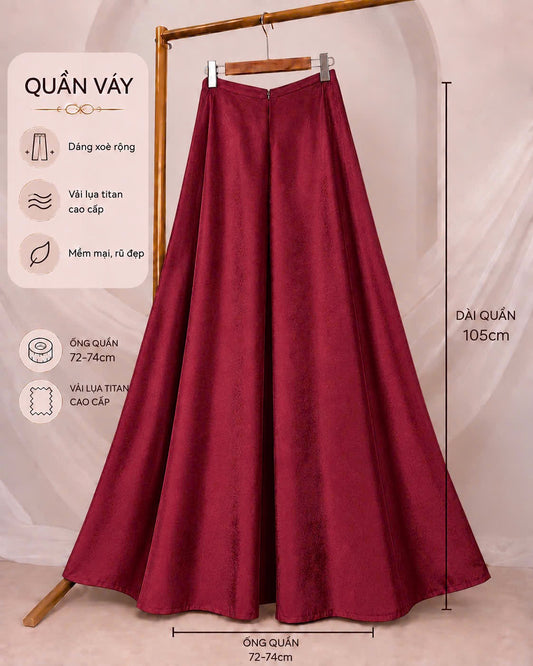 QV41 6238 - Quần váy lụa titan màu đỏ