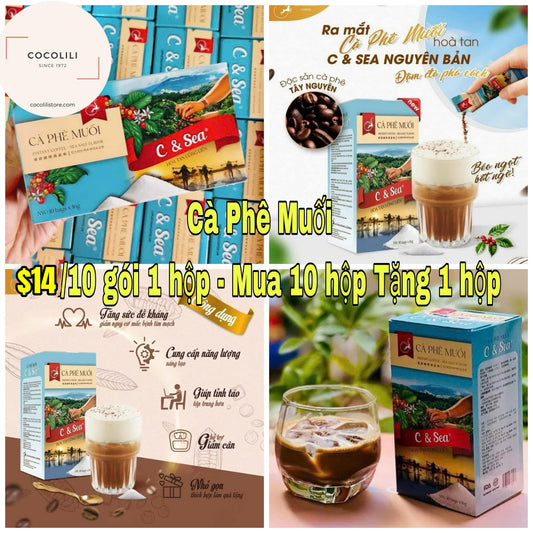 Cà phê muối hoà tan 1 hộp 10 gói