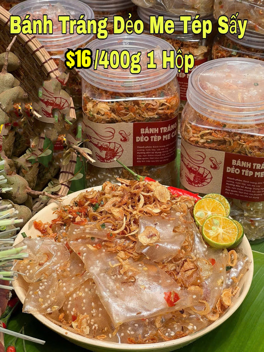 Bánh Tráng Dẻo Me Tép Sấy