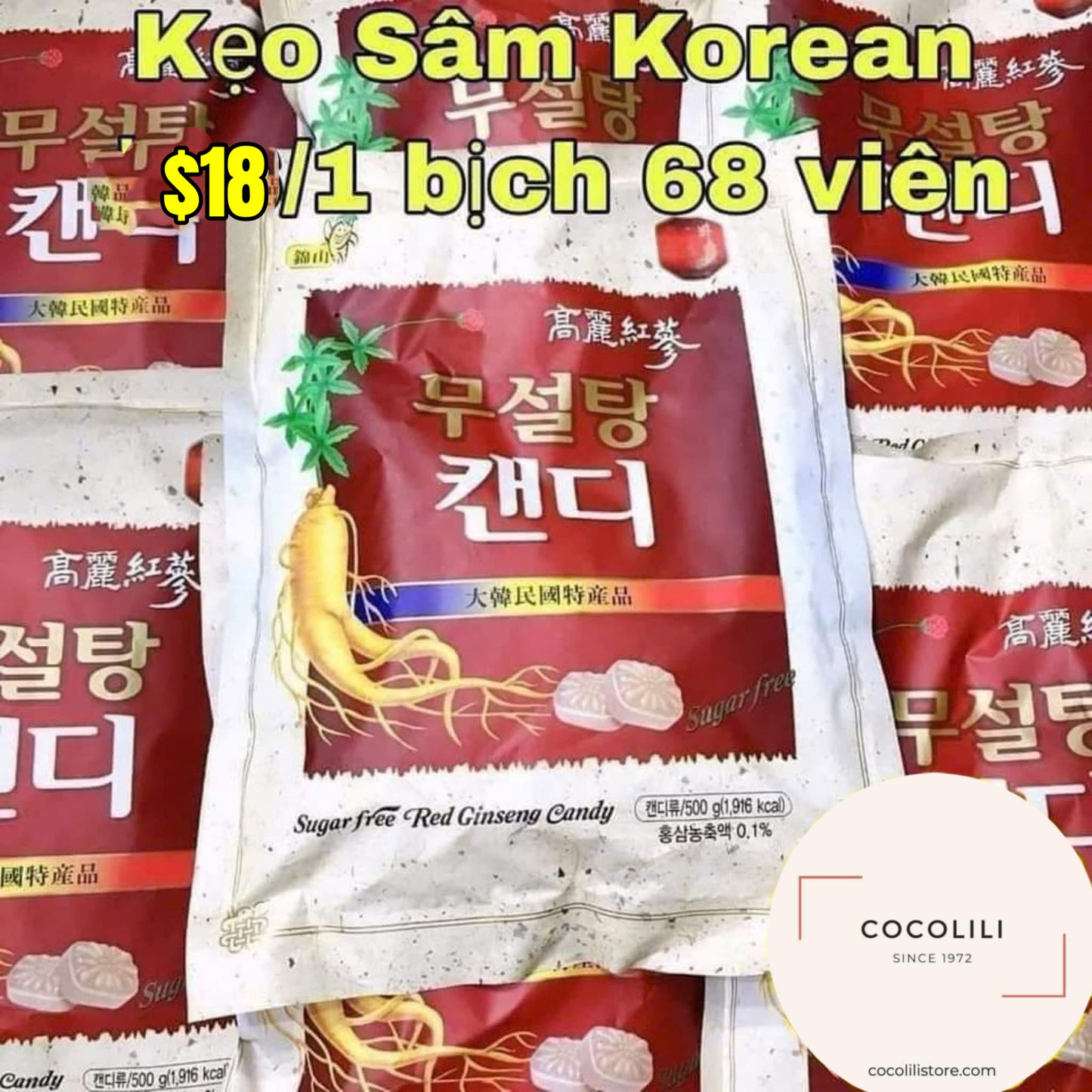 Kẹo sâm Korean bịch 68 viên