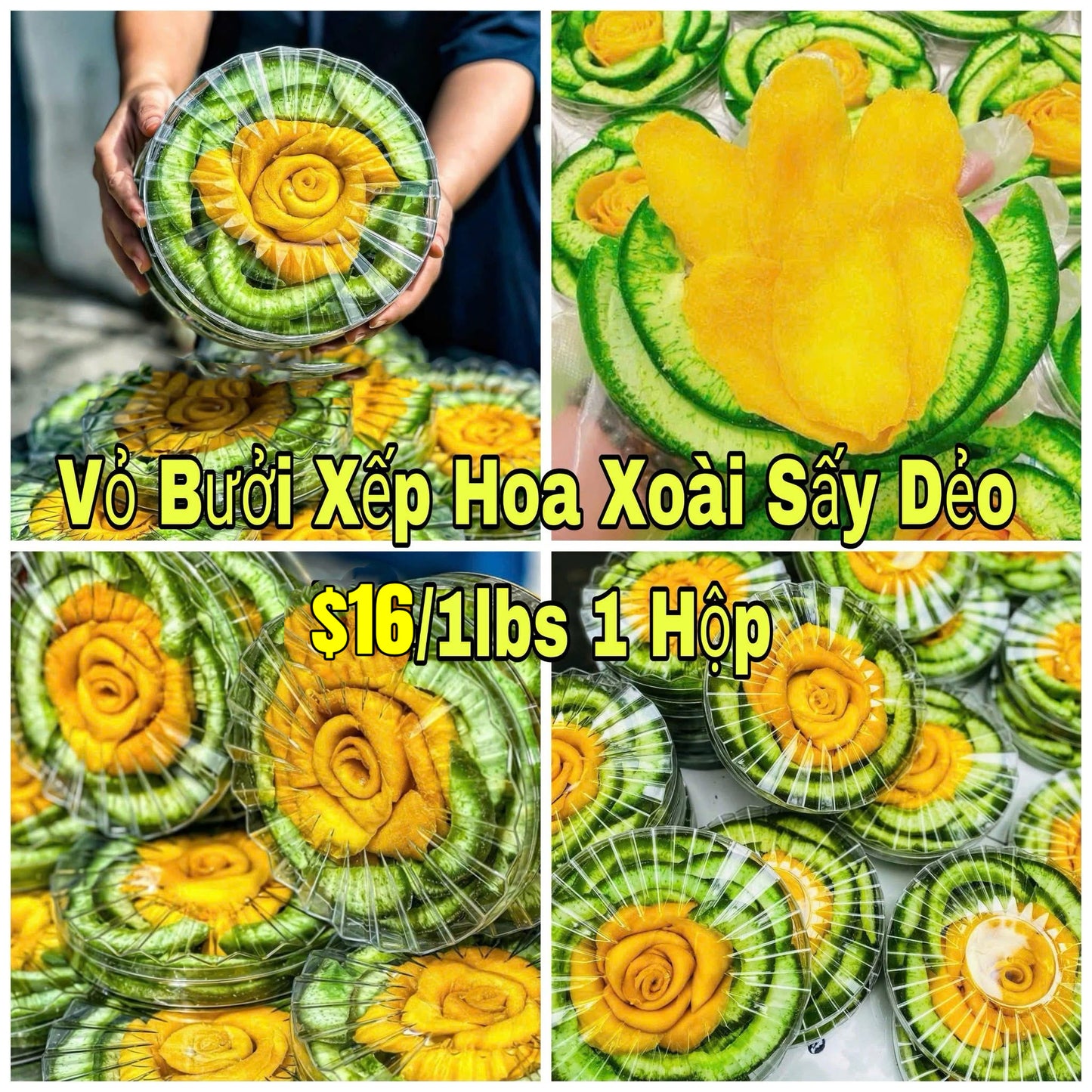 Vỏ bưởi xếp hoa xoài sấy dẻo