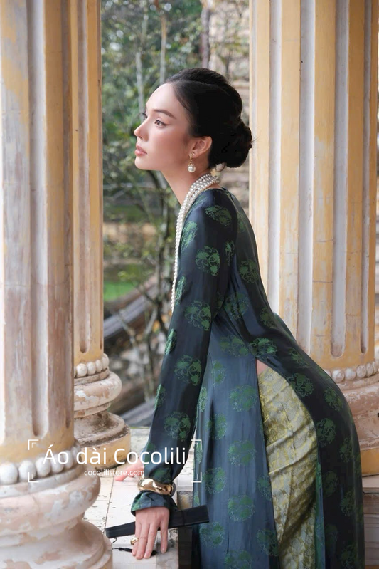 HD76 Áo only no pants - Áo dài lụa nha xá dáng truyền thống chiết li eo