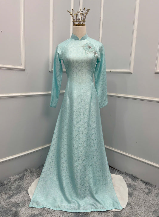 HD102 -Áo dài Lụa hà đông cao cấp đính ngọc