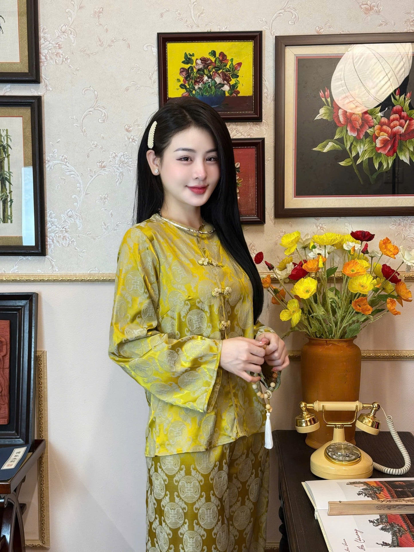 BB295 - Set bà ba lụa gấm thọ dơi