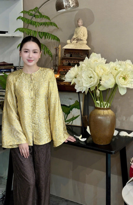 BB293 - 5187 Set bà ba lụa tằm ánh kim tencel