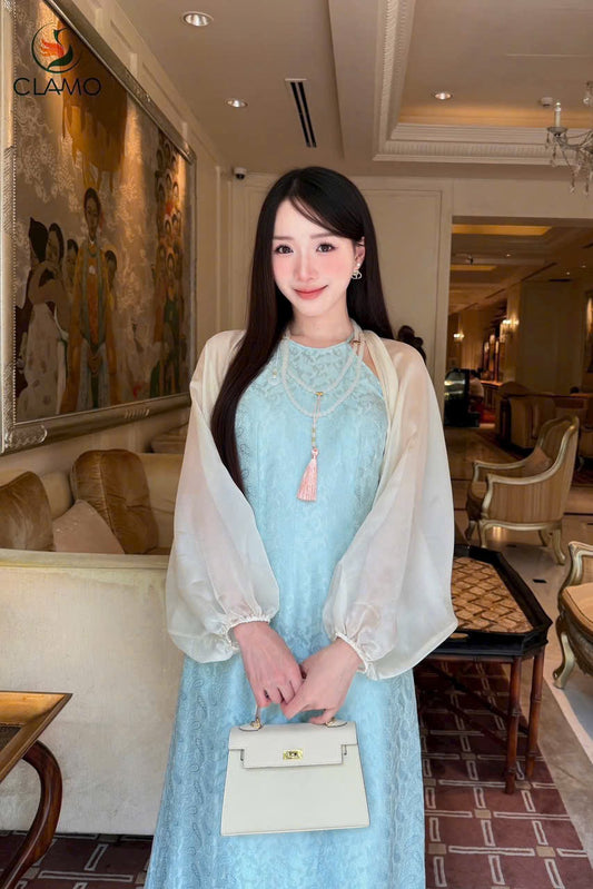Y51 5204 Áo choàng tơ màu trắng