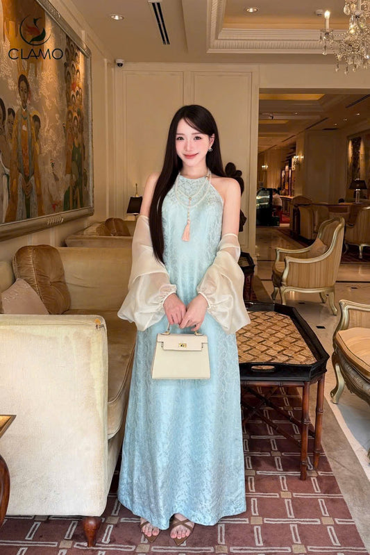 Y51 5204 Áo choàng tơ màu trắng