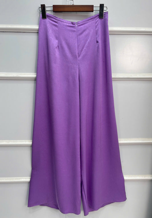 H124 -Áo dài Lụa hà lan thêu hoa màu tím cà +quần cùng chất