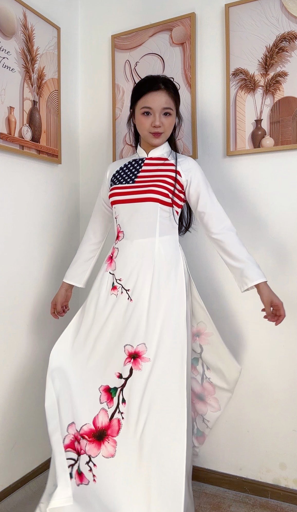 L176 4496 Only Áo - Áo dài cờ mỹ