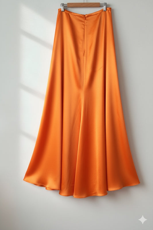 QV020682- Quần váy lụa mã não Cam..