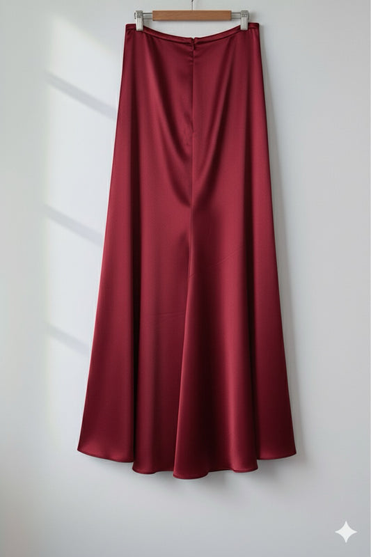 QV020632- Quần váy lụa mã não Đỏ Đô..