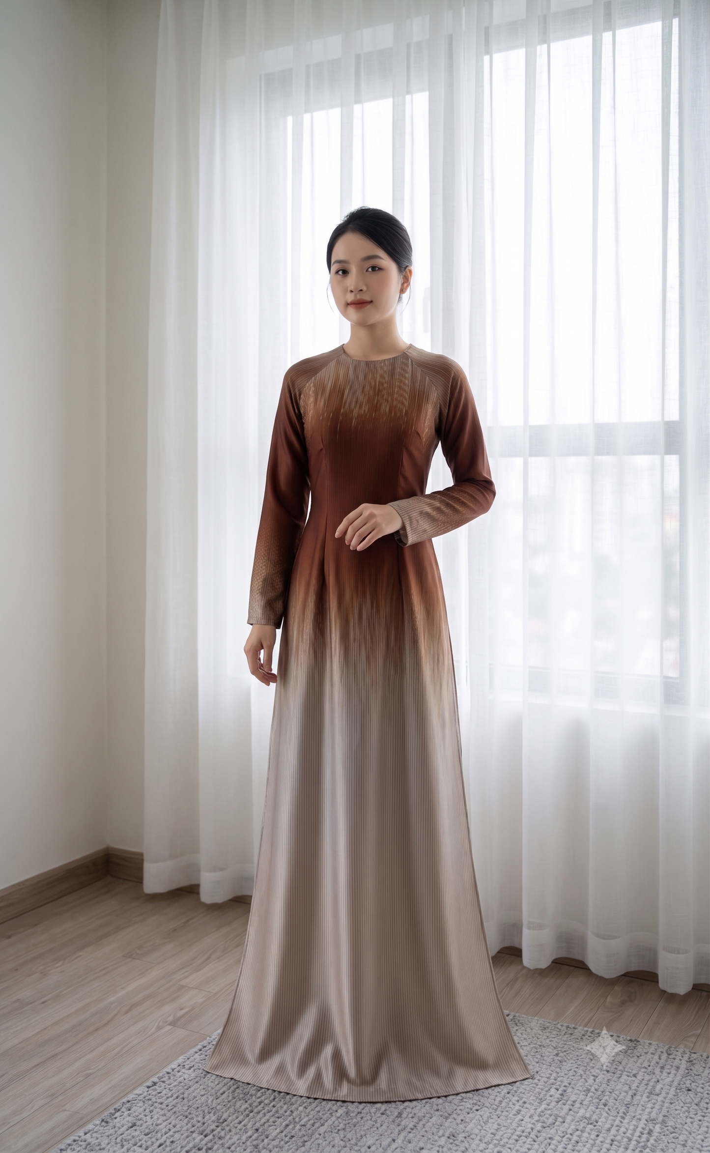 H873 Áo only no pants - Áo dài lụa ánh sao thiết kế