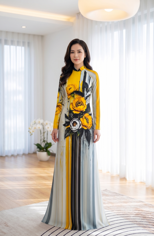 H872 4550 Áo only no pants - Áo dài lụa ánh sao thiết kế