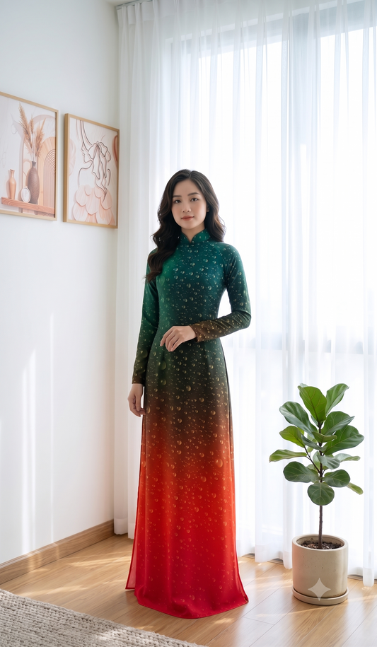 H858 4546 Áo only no pants - Áo dài lụa ánh sao thiết kế