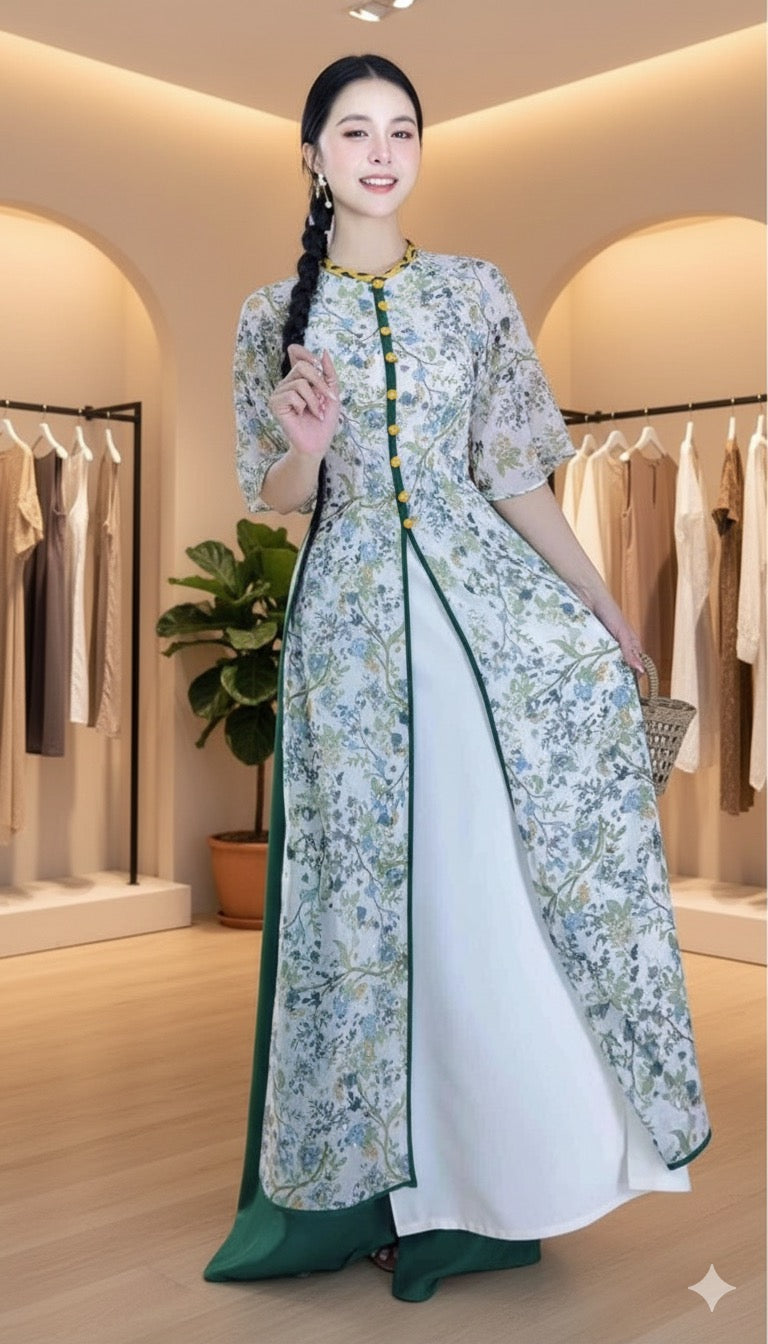 AD2700 Áo only - Áo dài mộng cánh hoa 4 tà