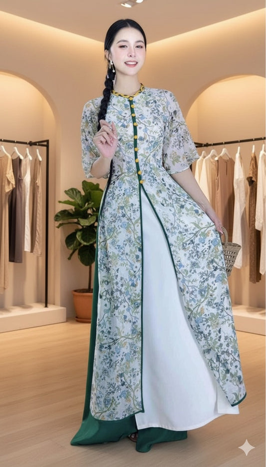 AD2700 Áo only - Áo dài mộng cánh hoa 4 tà