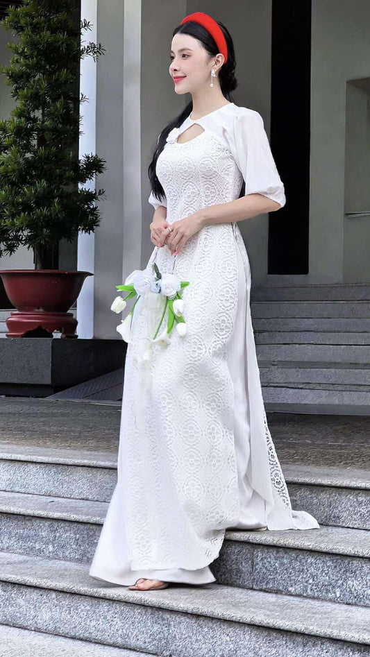 AD2889- Áo Dài only 4T Ren Trống Đồng.