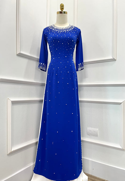 Pre-order (3-5 tuần) Dc228 Áo only- Áo dài thiết kế chiffon 4 tà
