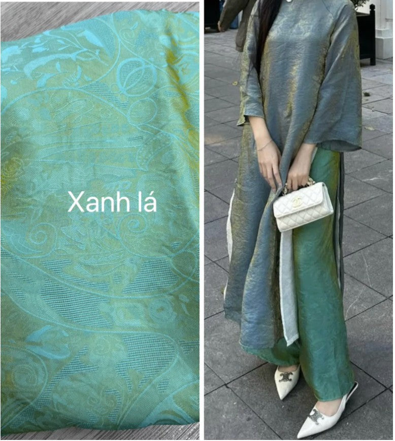 Xanh ánh - Quần lụa tằm ánh kim tencel
