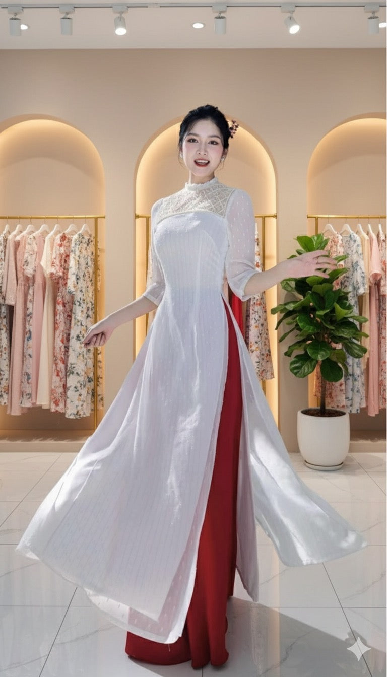 AD2846- Áo Dài only 4T Hạt Đậu Ngọc.