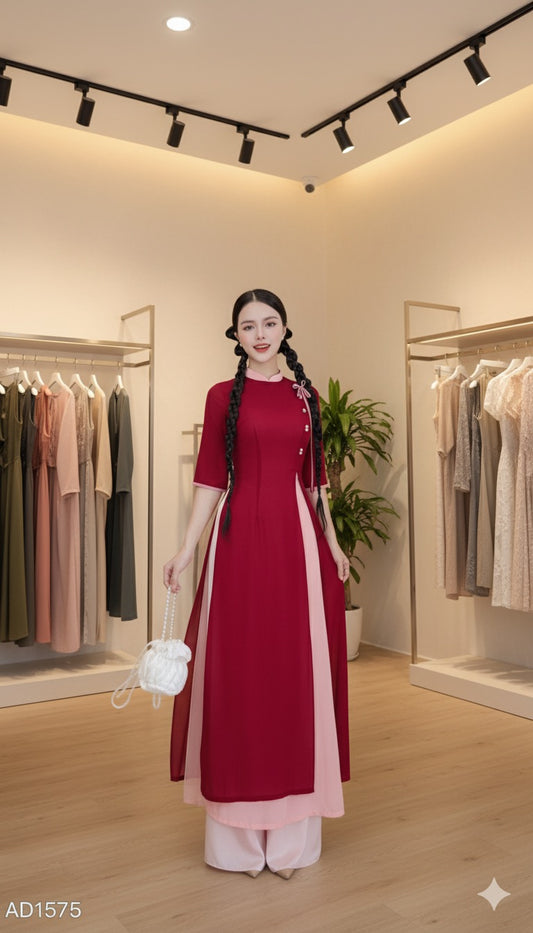 AD1575 - Áo Dài Chiffon 4T Ngọc Đôi 130cm.