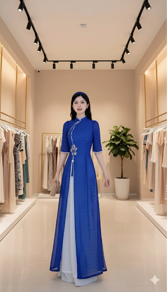 AD1659- Áo Dài only Sen Thêu 3D 4T