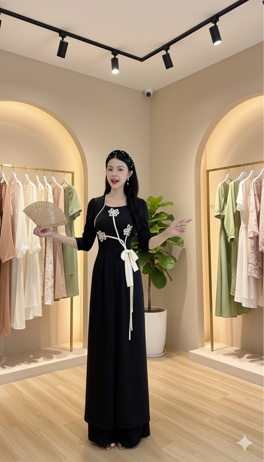 AD2913-Áo Dài only 3T Nơ Hoa Đán.
