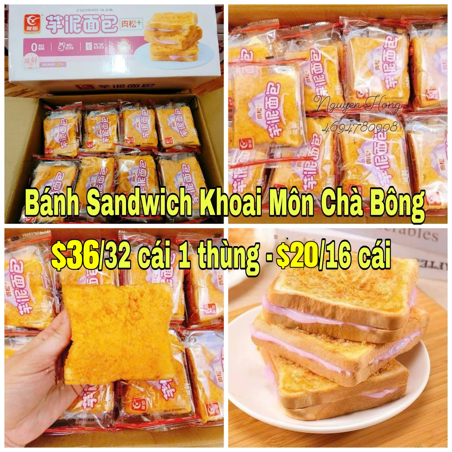 Bánh sanwich khoai môn chà bông