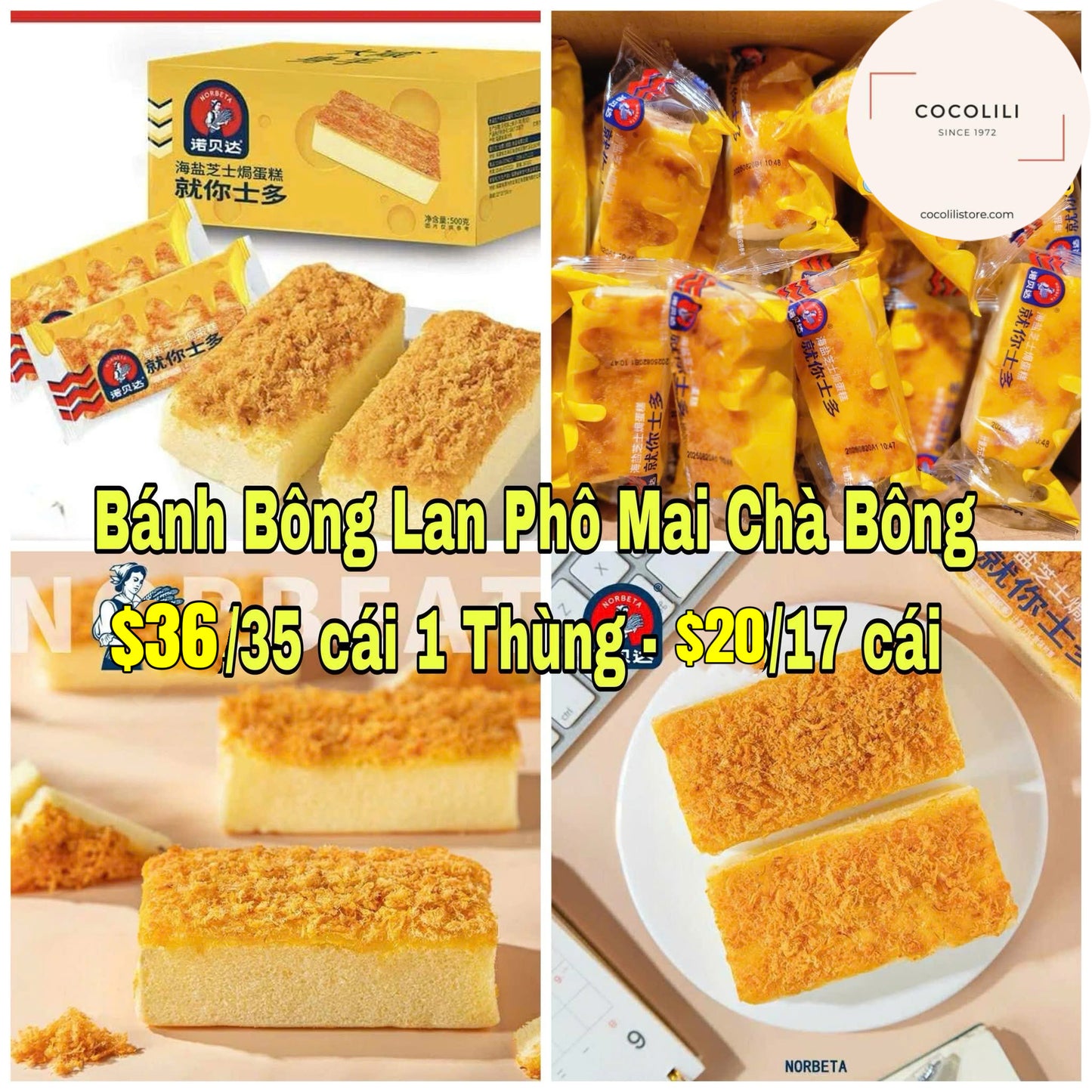 Bánh bông lan phô mai chà bông